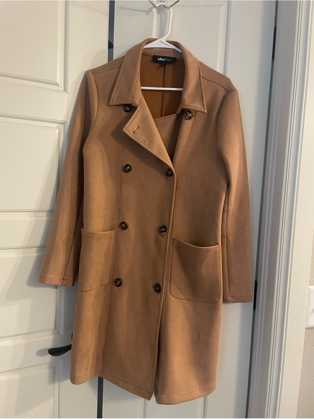 Alice Blue Camel Tan Double-Breasted Pea Coat